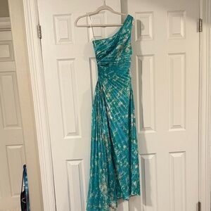 Hello Molly Teal One-Shoulder Dress